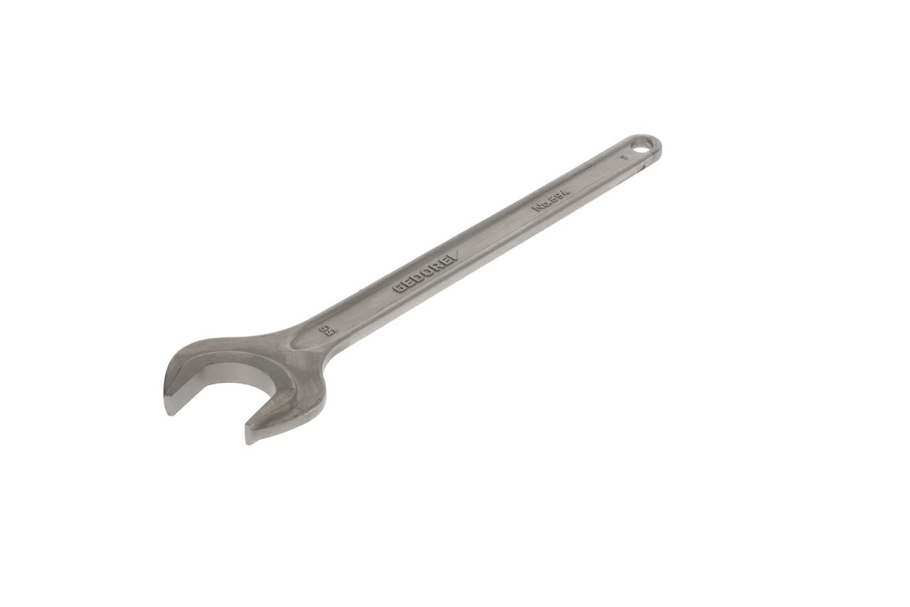 GEDORE 894 55 Single Open-Ended Spanner, 55 mm, with Hanging Hole, High-Quality Vanadium Steel, Anti-Glare Look, Steel Grey, According to DIN 894
