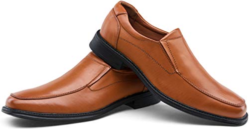 VEPOSE Men's Dress Shoes Slip On Formal Oxfords Square Toe Loafer Shoes(10.5,Loafers-817A-Yellow Brown)