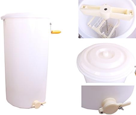 Two 2 Frame Plastic Manual Bee Honey Extractor Honeycomb Drum Beekeeping White