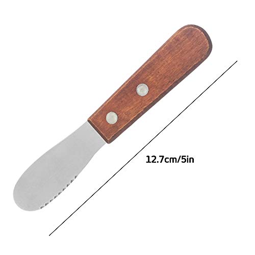 image for 8 Pack Stainless Steel Straight Edge Wide Butter Spreader with Wood Ha