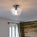 HMVPL Modern Industrial Clear Glass Shade Lighting Fixture, Black Semi Flush Mount Ceiling Light with Golden Edge, Farmhouse Ceiling Lamp for Porch Hallway Foyer Kitchen Island Bedroom Dining Room