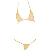 LinvMe Women's Extreme Sexy Hot Silk Micro Bikinis Set Mini Thong Swimwear