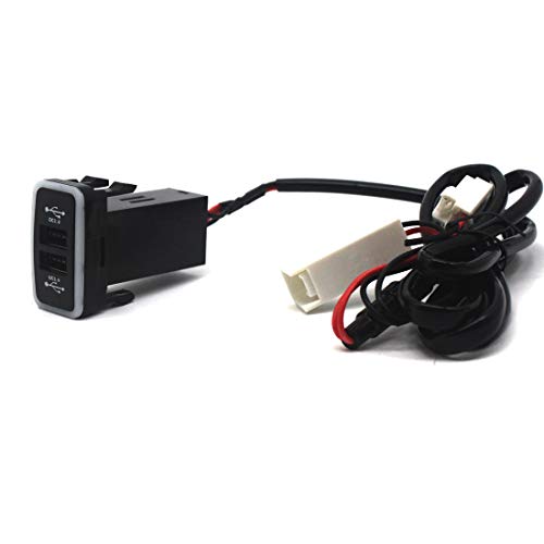 Disscool Dual USB Power Socket for Toyota Vigo QC3.0, Quick Charge Car Charger USB Adapter for Smartphone/iPad/PDA and More,Max 6.4A Output (4020mm)