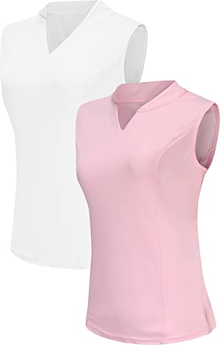 TRENDIMAX WOMENS 2 PACK GOLF SHIRT V NECK QUICK DRY POLO SHIRTS ATHLETIC TENNIS WORKOUT TANK TOPS FOR WOMEN