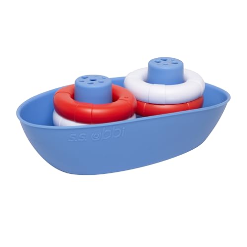Ubbi Boat & Buoys Bath Toys, Includes 1 Boat and 4 Buoys, Bath Time Toys for Toddlers