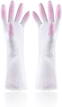 Latex Gloves, Akeds Wash Dishes Do Housework Waterproof Oil-resistant Reusable Latex Gloves Living, Large, 2 Pairs (Pink)