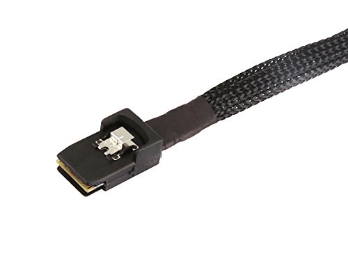 Monoprice 0.5m 30AWG Internal Mini SAS 36pin (SFF-8087) Male w/ Latch to SATA 7pin Female (x4) Forward Breakout Cable - Black