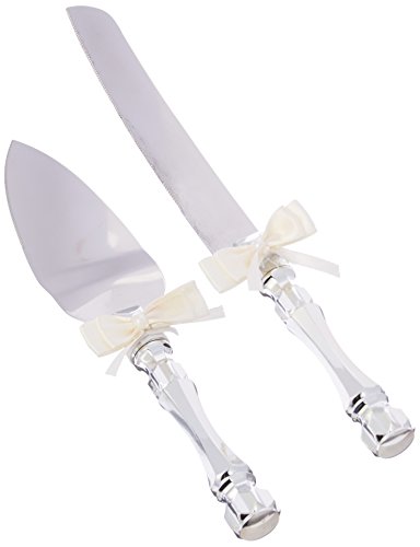 Amscan Friendly Electroplated Server Set with Ivory Bow & Faux Pearl Serveware Party Supplies (4 Piece)