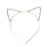 Sexy Cat Ear Girl Head Band Crystal Rhinestones Hair Band Metal Fashion Silver
