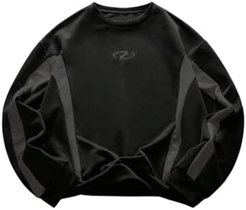 GORGLITTER Men's Oversized Graphic Round Neck Raglan Long Sleeve