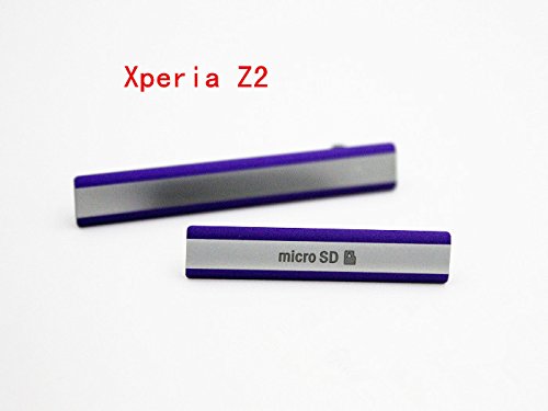 3CLeaderÂ® Sim Card Slot Port Micro SD USB Dust Plug Cover For Sony Xperia Z2 D6503 L50W (Purple)
