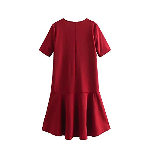 OBERORA Summer Dresses for Women Casual Short Sleeve Round Neck High Low Loose Pocket Cocktail Ruffle Mermaid Dress