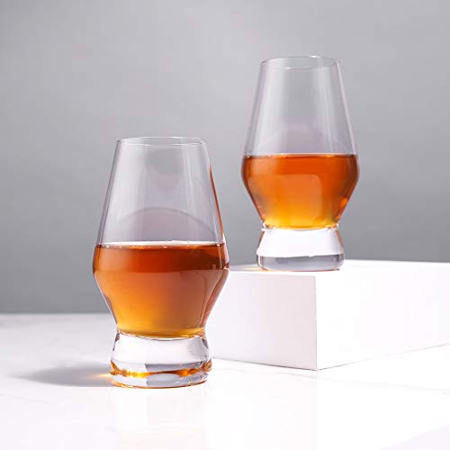 Viski Footed Crystal Scotch Glasses Set of 2 Premium Crystal Clear