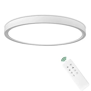 Rond 24W LED plafondlamp met afstandsbediening, witte vlakke plafondverlichting Ø30cm warm wit 3000K tot daglicht 6500K…
