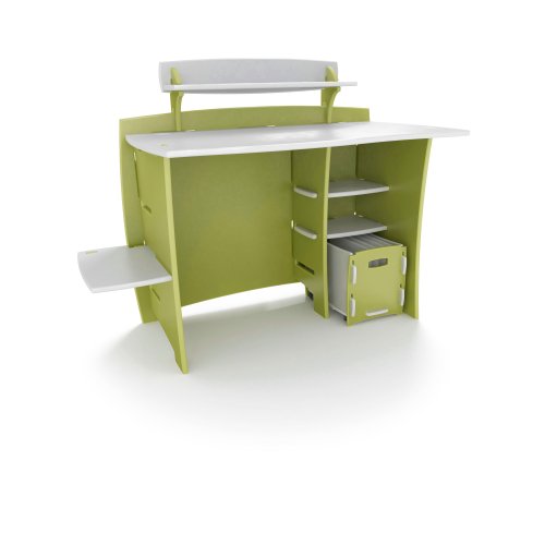 Legare 43-Inch Kids' Desk with File Cart, Green and White