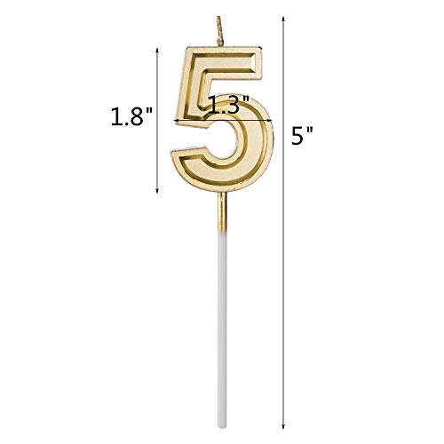 Belleone Birthday Cake Candle Numbers Decoration - Number Candle Set for Birthday Cake Cupcake Topper Decoration Birthday Party Celebration (Gold Number 5) - Thumbnail 5