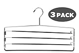 FeeraHozer 3Pack Pants Hangers Space Saving Non Slip Stainless Steel Clothes Hangers Closet Organizer Hanger for Pants Jeans Trousers Scarf Hanging