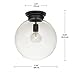Globe Electric 65954 Portland Light Semi-Flush Mount, Black with Clear Glass Shade, 13.42