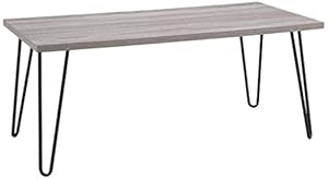 Gray table with paperclip-style legs