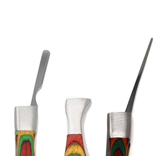 3-n-1 Tobacco Pipe Tool - Rosewood and Stainless Steel for Smoking Pipes. 3 in 1 Tool Features a Pipe Chamber Reamer, Bowl Spike and Reinforced Tamper (Multi-Color)