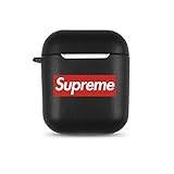 Airpod Case Compatible Full Protective Luxury Soft Rubber Premium Quality Silicone TPU 2109 Fashion Key Chain Headphones Supreme Box Logo Inspired (Supreme)