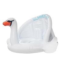 WensLTD Inflatable Swim Ring, Summer Inflatable White Swan Swimming Ring Sun Shade Seat Lifebuoy