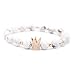 Gemfeel 8mm Black Labradorite & White Howlite CZ Her King/His Queen 8mm Beads Couple Bracelet, 7.6