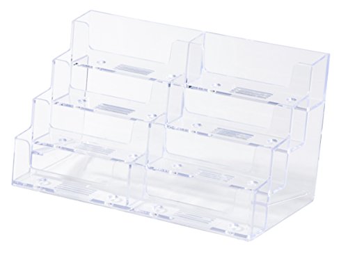 Business Card Holder for Desk - 2-Pack 8-Pocket Clear Plastic Business Card Display Stands for Office Desktop, Counter, 8 Compartments, 7.75 x 3.375 x 4 Inches - Thumbnail 4