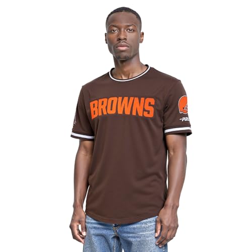 Pro Standard Mens NFL Cleveland Browns Classic Chenille Short Sleeve Tee Brown L