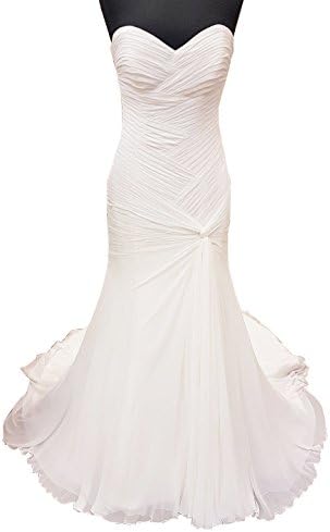 BridalAffair Vintage Sweetheart Mermaid Wedding Dress Chiffon Pleated/Ruched Bridal Gown