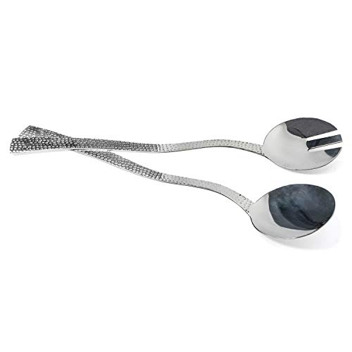 Colleta Home Hammered Stainless Steel Serving Utensils Salad Spoons