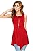 MBJ WT671 Womens Summer Sleeveless Irregular Handkerchie Hem Loose Tunic Tops Flowy Blouses Shirt XXXL RED