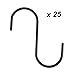 SumDirect Round S Shaped Hooks - 25 Pack Small S Hanging Hooks for Kitchen, Work Shop, Bathroom and Office (3.4 Inch, Black)