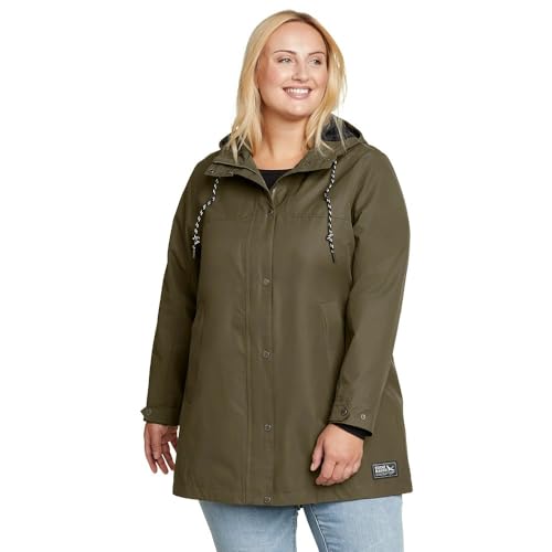 Eddie Bauer Women’s Charly Waterproof Rain Parka, Slate Green, 1X, Plus