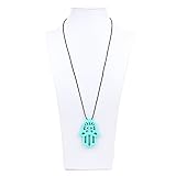 Bumkins Nixi Hamsa Silicone Pendant Teething Necklace, Turquoise