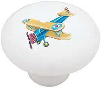 Blue Biplane Decorative High Gloss Ceramic Drawer Knob