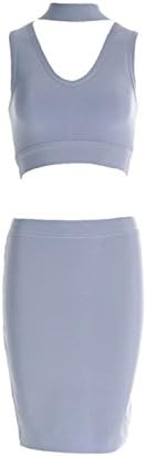 MEILIYI Women's Sleeveless 2 Pieces Set Crop Top and Bodycon Skirt Bandage Party Dress