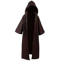 Kids Children Tunic Hooded Robe Cloak Knight Gothic Fancy Dress Halloween Masquerade Cosplay Costume Cape (XL, Kids Brown)