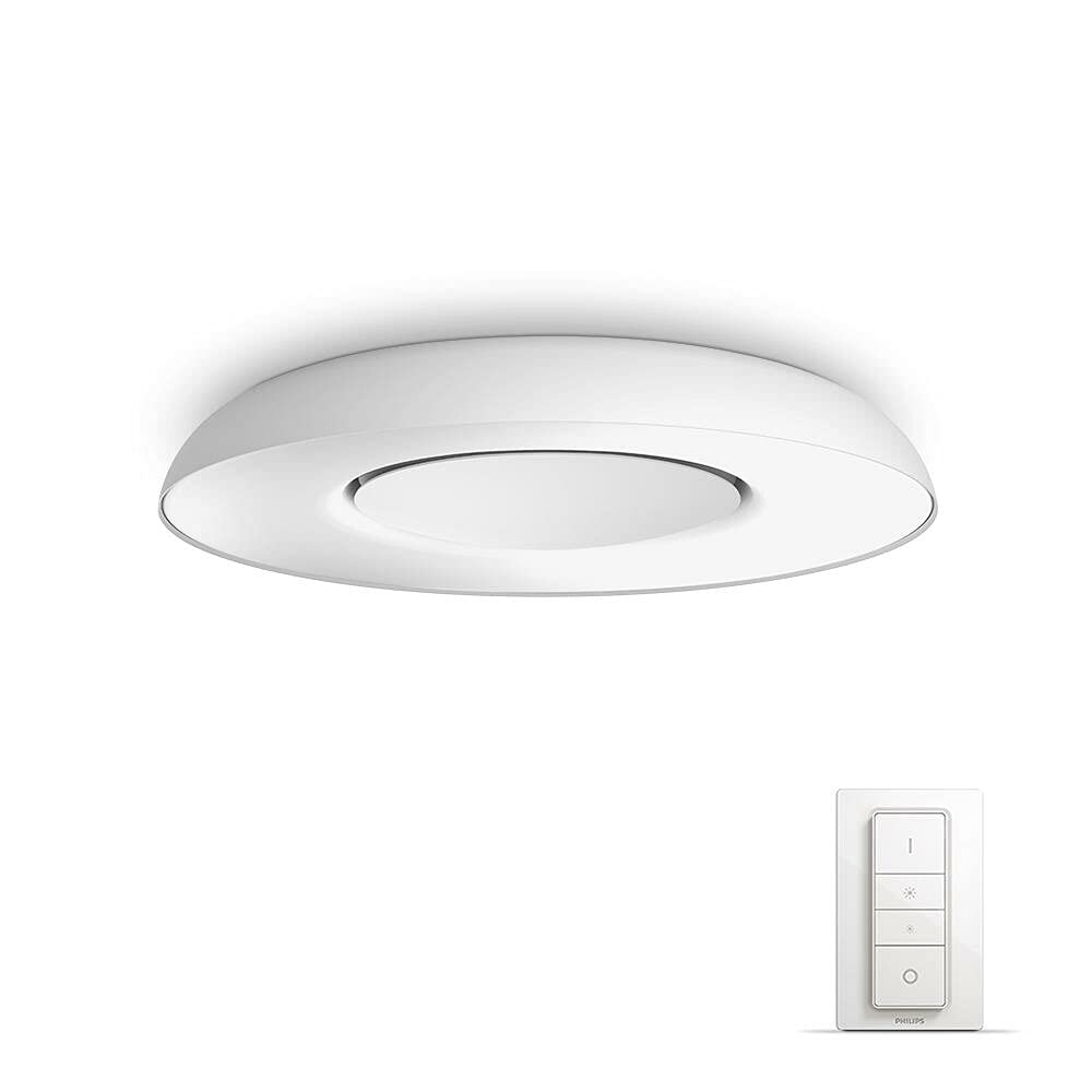 Philips Hue Still White Ambiance Smart Ceiling Light LED with Bluetooth, White and Dimmer Switch. Works with Alexa, Google Assistant and Apple HomeKit., 915005913801