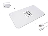 Wireless Charger, Qi Wireless Charging Pad Station Mat, Fast 10W for Samsung Galaxy S8 S7 S6 Edge, Note 5 8, iPhone 8, 8 Plus, iPhone X, Nexus, HTC, Nokia, LG G6-2A AC Adapter Charger INCLUDED (White)