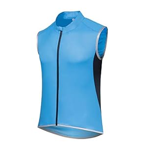 Mouwloos Fietsvest Heren Ademend Winddicht MTB Gilet Lichtgewicht Met Reflecterende Strip (Kleur: Blauw, Maat: Large)
