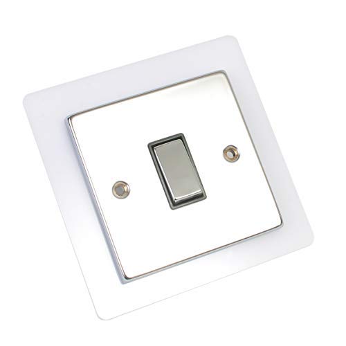 Single Double Light Plug Socket Switch Surround Finger Plate Acrylic (White, Single)