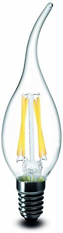 TOP YAO E14 Dimmable 4Watt LED Filament Candelabra Light Bulbs, Warm White 2700K Chandelier Flame Tip, Clear Glass Cover, 110V AC