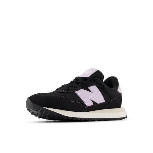 New Balance Kids 237 V1 Lace Up Sneaker, Black/Lilac Glo, 5.5 Wide US Unisex Big