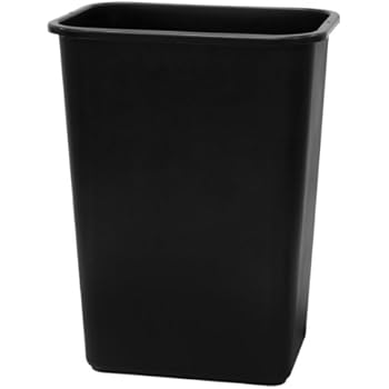 United Solutions WB0060 Black Plastic 41 Quart Office Wastebastket-10.25 Gallon Trash Can in Black