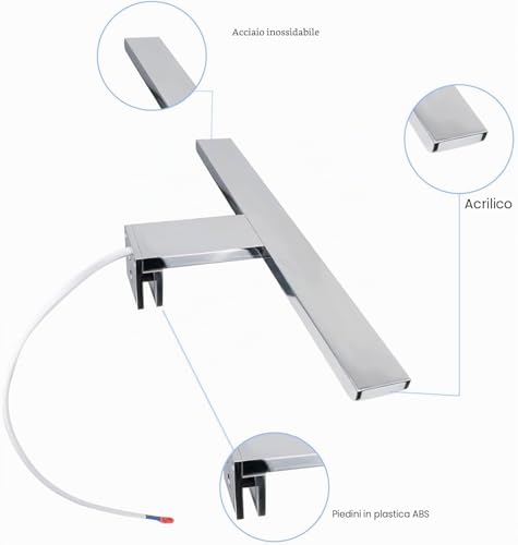 YIQAN 30cm LED Bathroom Mirror Lamp 7W 490 Lumens 230 Volt Warm White 3000K Full Aluminum 3in1 Light for Waterproof IP44