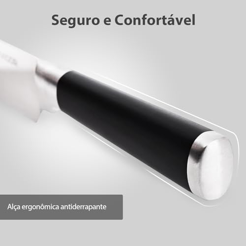 ULTVIGOR Conjunto de Facas 5 Peças, 4CR13 Aço Inoxidável Afiado e Durável, Cabo antiderrapante, Corte Preciso para Cozinhas Domésticas, Inclui Faca de Chef, Santoku, Preto