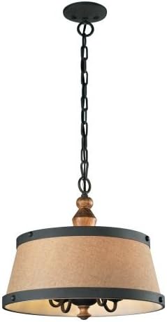 Early American 4 Light Pendant In Colonial Maple And Vintage Rust