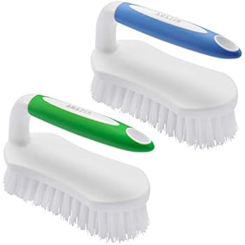Amazer Scrub Brush Comfort Grip & Flexible Stiff Bristles Heavy Duty for Bathroom Shower Sink Carpet Floor - Pack of 2 (Blue+Green)