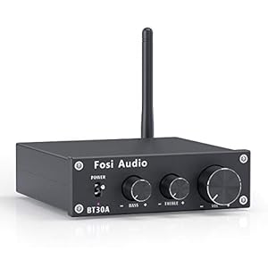 Fosi Audio BT30A Bluetooth 5.0 versterker 2.1 kanaals stereo audio ontvanger klasse D mini hifi draadloze versterker…